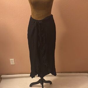 Black Wrap Midi Jumpsuit with Wide Leg